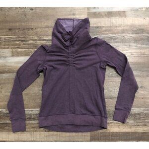 Lululemon In a Cinch Reversible Purple Stripe Sweatshirt Cowl Pullover Size 4